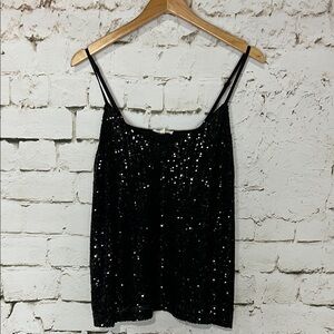 Black Sequin Spaghetti Strap Camisole
